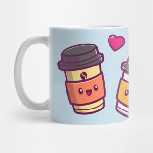 Cute Coffee Couple Cartoon Vector Icon Illustration Mug